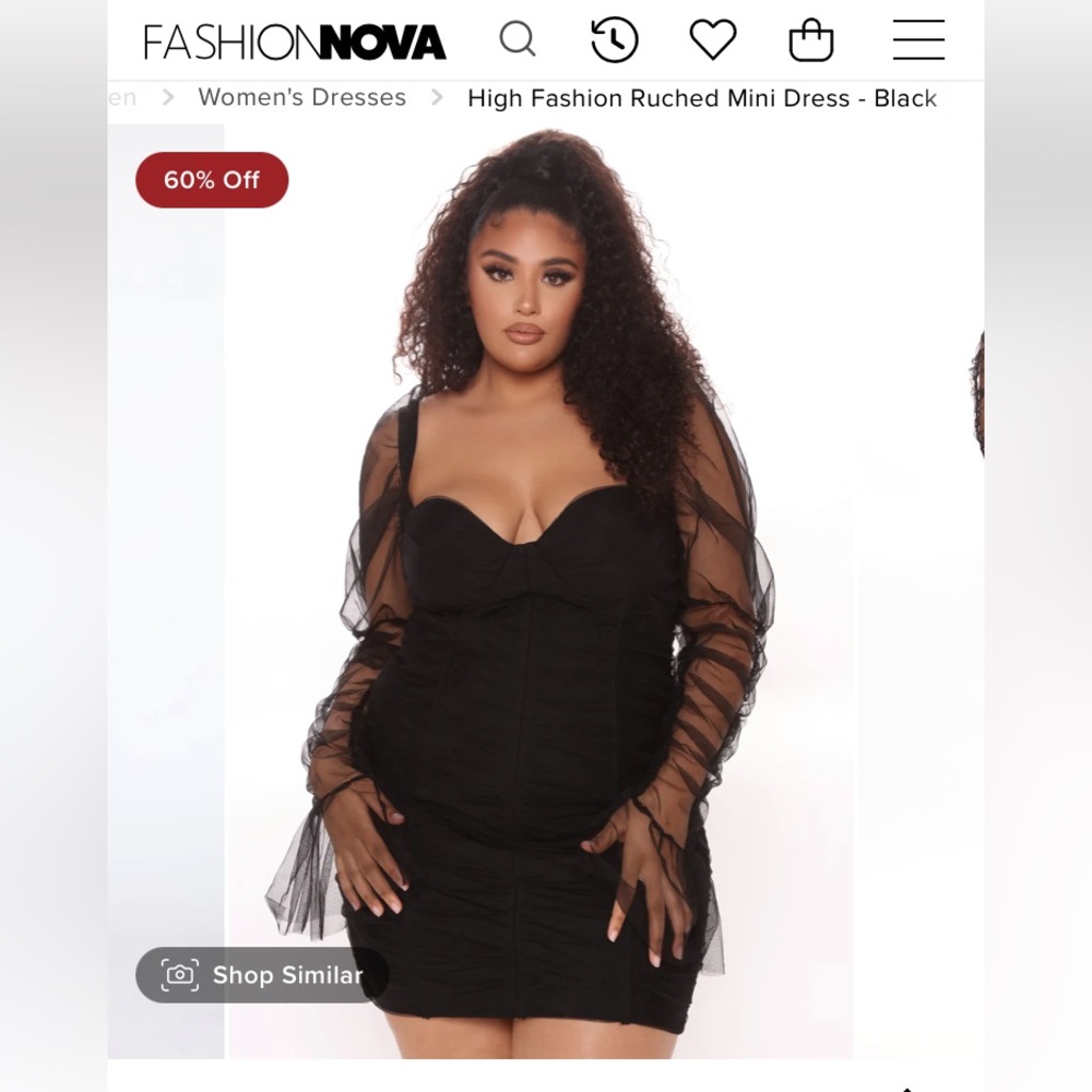 Fashion Nova Ruched Black Mini Dress